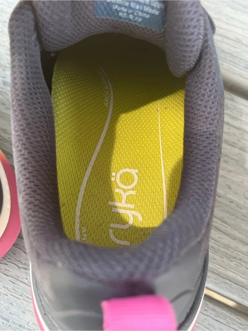 Ryka Re Run Gray Athletic Shoes with Pink and Yellow Accents 8.5M